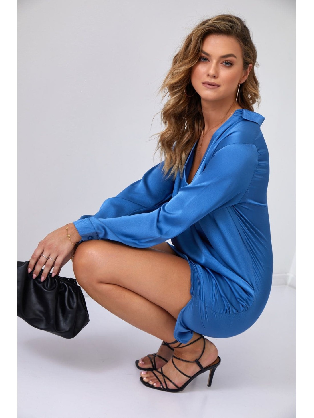 Rochie cămașă cu volane indigo FG641 - Magazin online - Boutique